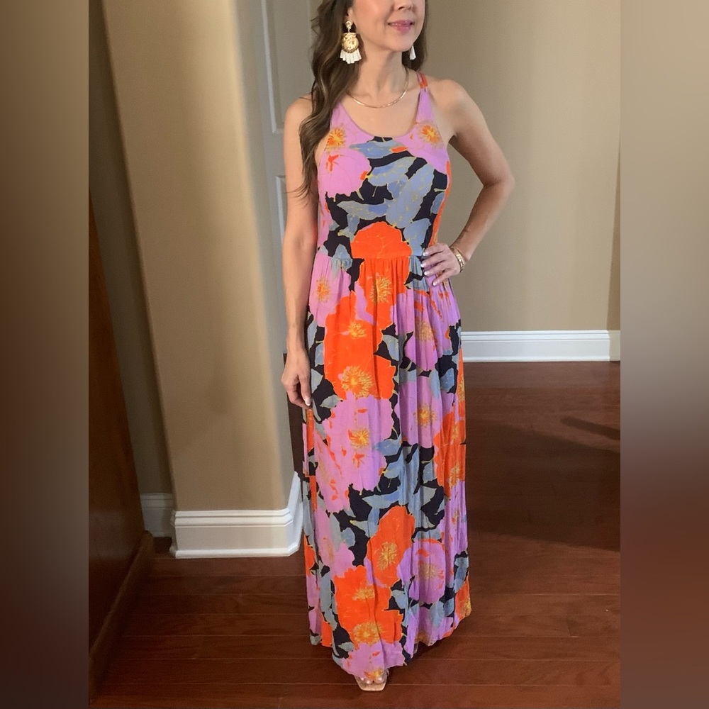Loft summer floral maxi dress size 0